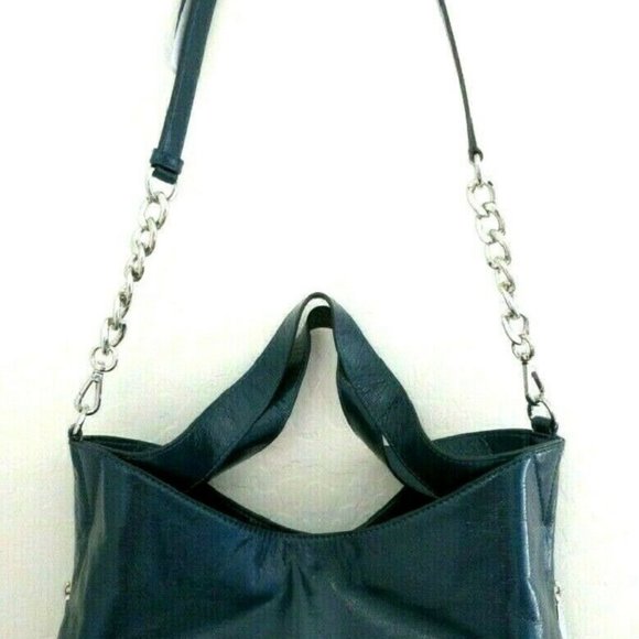 MICHAEL KORS DEVON TEAL LUX SILVER CALF LEATHER LARGE SHOULDER TOTE BAG NWT! - Picture 5 of 8